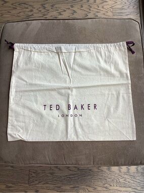 Ted Baker Cream Cotton and Purple Logo Dust Bag with Purple Drawstring